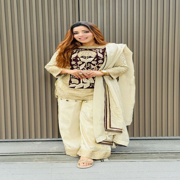 Aabroo Lace Suit- Beige (Black, Green, Brown)